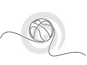 Continuous one line drawing Basketball icon vector