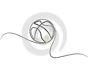 Continuous one line drawing Basketball icon vector