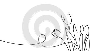 Continuous one line drawing of beautiful spring flowers graphic animation. Alpha channel.