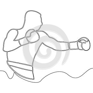 Continuous one line drawing boxer vector concept