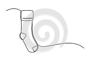 Continuous one line drawing of Christmas sock