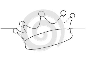 Continuous one line drawing of crown symbol of king and majesty