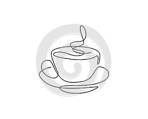 Continuous one line drawing of a cup of coffee minimalist design minimalism style i