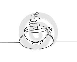 Continuous one line drawing of a cup of coffee minimalist design minimalism style i