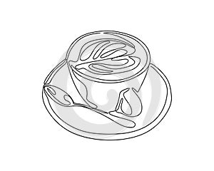 Continuous one line drawing of a cup of coffee minimalist design minimalism style i