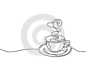 Continuous one line drawing of a cup of coffee minimalist design minimalism style i