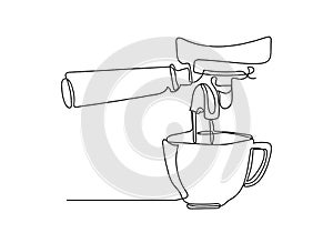 Continuous one line drawing of cup of coffee. Vector illustration