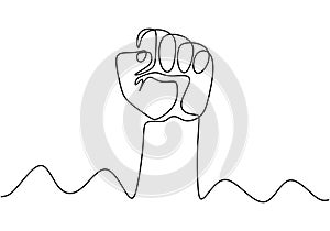 Continuous one line drawing of fist hand symbol of freedom and rebellion