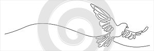 Continuous one line drawing of flying pigeon or dove.vector illustration