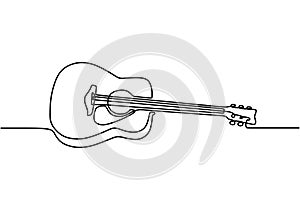 Continuous one line drawing guitar music instrument. Vector illustration simplicity design