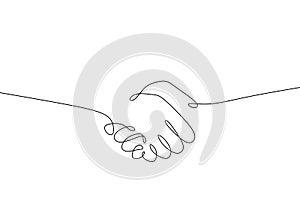 Continuous one line drawing of hand shake symbol photo