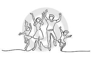 Happy family mother father dancing with children photo