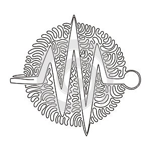 Continuous one line drawing Heartbeat icon. Heart beat monitor pulse. Heartbeat lone, cardiogram. Healthcare, medical app. Swirl