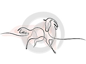 Continuous one line drawing. Horse logo