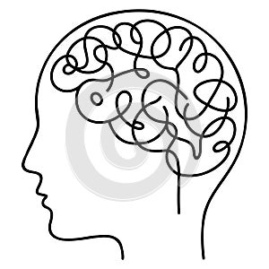 Continuous one line drawing of human brain. Hand drawn minimalism style. brain line art vector illustration