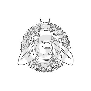 Continuous one line drawing illustration of cute tiny bee abstract