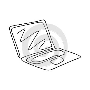 Continuous one line drawing of laptop computer gadget