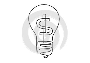 Continuous one line drawing light bulb symbol idea and creativity. Concept of idea emergence. Finding solution. Vector