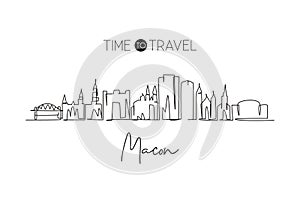 Continuous one line drawing Macon city skyline, Georgia. Beautiful landmark. World landscape tourism travel wall decor poster