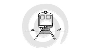 Continuous one line drawing. Modern high speed passenger commuter train. Vector illustration