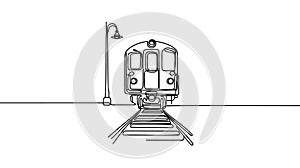 Continuous one line drawing. Modern high speed passenger commuter train. Vector illustration