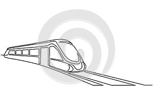 Continuous one line drawing Modern passenger train