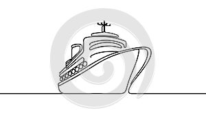 Continuous one line drawing Ocean travel transportation concept. Single line draw design vector graphic illustration