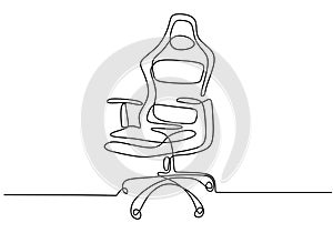 Continuous one line drawing office chair. Modern work chair isolated on white background. Comfortable office chair for work