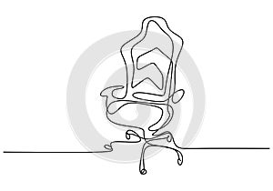 Continuous one line drawing office chair. Modern work chair isolated on white background. Comfortable office chair for work