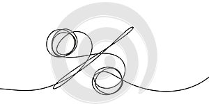 Continuous one line drawing of percent sign, Minimalist contour vector illustration made of single thin line