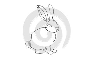Continuous one line drawing of Rabbit. Simple line art of Easter Bunny. Isolated on white background. Minimalist style