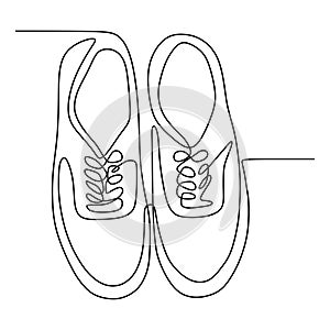 Continuous one line drawing of shoes minimalist design vector illustration minimalism style