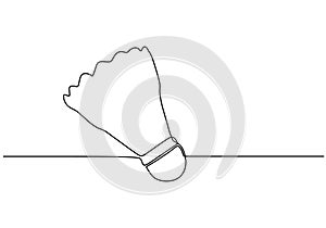 Continuous one line drawing of shuttlecock for badminton game sport