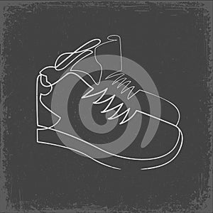 Continuous one line drawing sneakers vector icon. Symbol of running shoes.