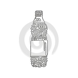 Continuous one line drawing soft drink in bottle plastic. Cold cola soda to crave for refreshing feeling. Drink to quench thirst. photo