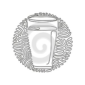 Continuous one line drawing soft drink in glass. Cold soda to crave for refreshing feeling. Drink to quench thirst. Swirl curl photo