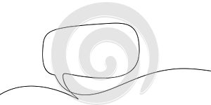 Continuous one line drawing of speech bubble, Black and white graphics vector minimalist linear illustration