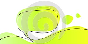 Continuous one line drawing of speech bubble on bright fresh green gradient abstract shape, Vector minimalist