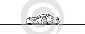 Continuous one line drawing of a speed car. vector illustration.