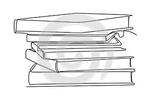 Continuous one line drawing of a stack of books. Vector illustration for education supplies back to school theme or concept