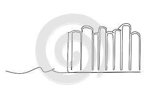 Continuous one line drawing of a stack of books. Vector illustration for educational concept