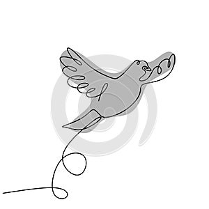 continuous one line drawing of swallow bird flying minimalism