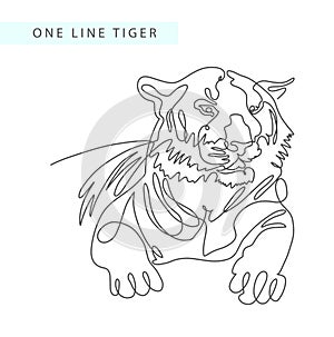 continuous one line drawing of tiger portrait in modern minimalistic style