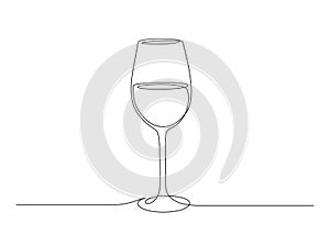 Continuous one line drawing of Wine glass. Editable stroke Vector illustration