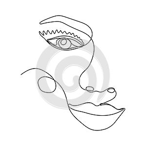 Continuous one line drawing of woman face