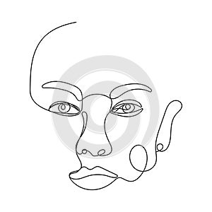 Continuous one line drawing of woman face