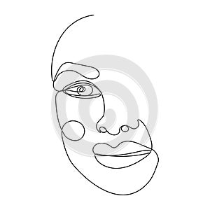 Continuous one line drawing of woman face