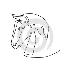 Continuous one line horse head minimalist design vector illustration minimalism style