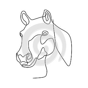 Continuous one line horse head minimalist design vector illustration minimalism style