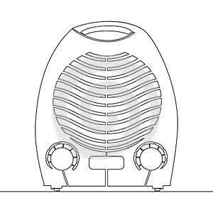 Continuous one single line drawing Portable electric air heater heating icon vector illustration concept